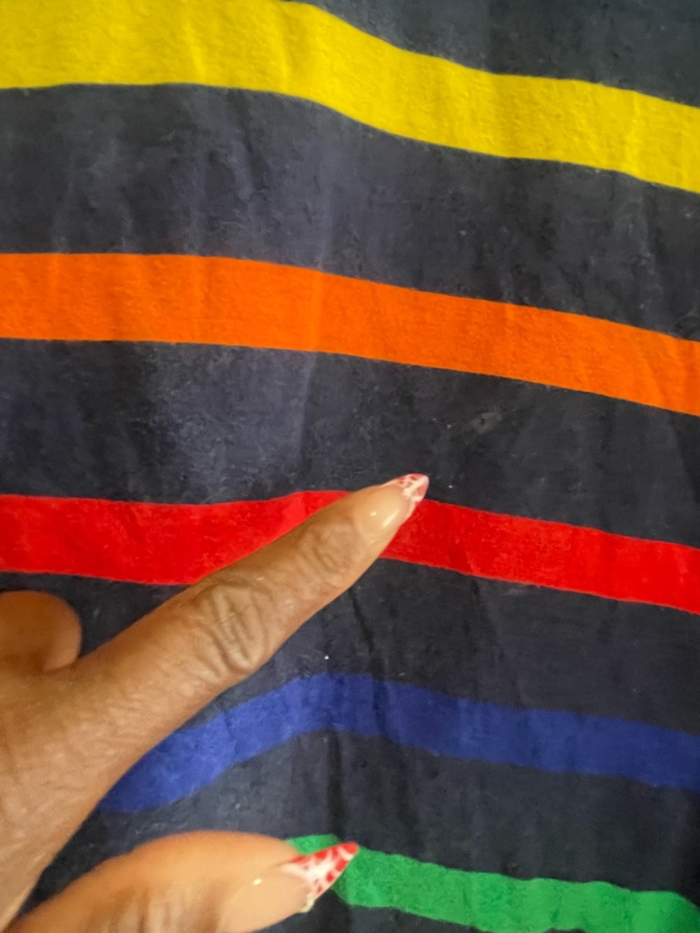Polo by Ralph Lauren Navy Tee with Multicolor Stripes - Picture 2 of 8